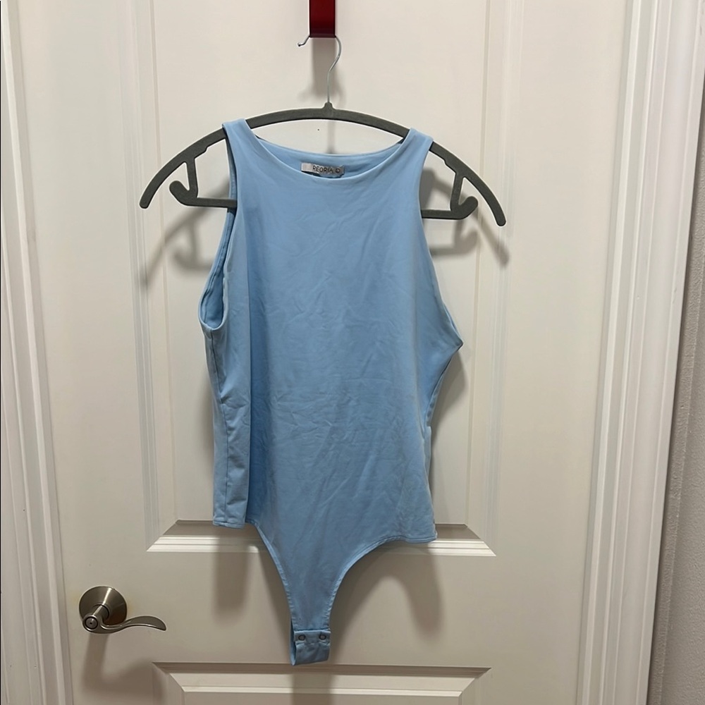 Adult Light Blue High Neck Bodysuit